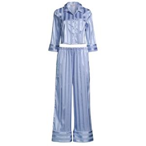 Free People | Pajama Party Striped Sleep Set in Hazy Blue | Medium New with Tag